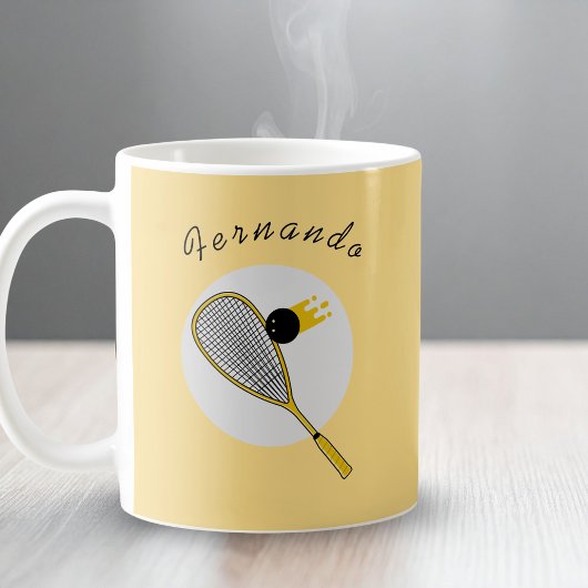 Mug Jaune Rackball Jaune Entraîneur Nom personnalisé