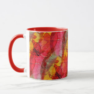 Mug Jaune rouge d'art d'aquarelle