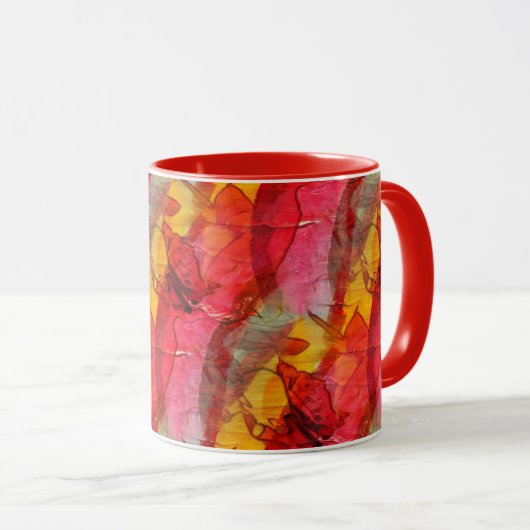 Mug Jaune rouge d'art d'aquarelle (Devant droit)