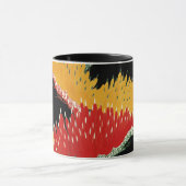 MUG JAUNE ROUGE JAUNE ABSTRAIT JAPONAIS FLORAL (Centre)
