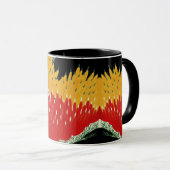 MUG JAUNE ROUGE JAUNE ABSTRAIT JAPONAIS FLORAL (Devant droit)