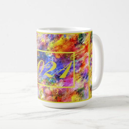 Mug Jaune rouge or bleu rose 2021 (Devant droit)