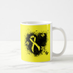 Mug Jaune Sensibilisation Ruban Grunge Coeur