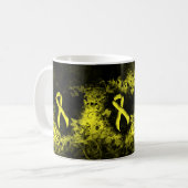 Mug Jaune Sensibilisation Ruban Grunge Coeur (Devant gauche)