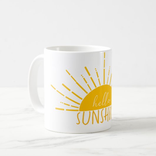 Mug Jaune Simple Moderne Hello Sunshine (Devant gauche)