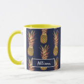 Mug Jaune tropical de bleu marine d'ananas (Gauche)
