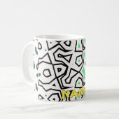 Mug Jaune, vert, bleu et noir harmonieux (Devant gauche)