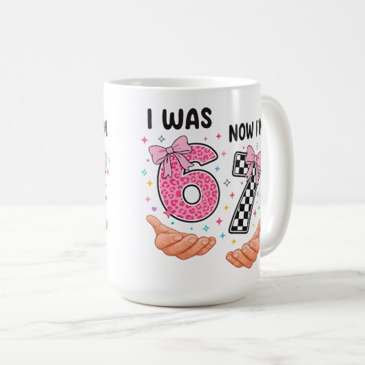 Mug J'avais 6 ans maintenant j'ai 7 ans jolis chiffres (Devant droit)
