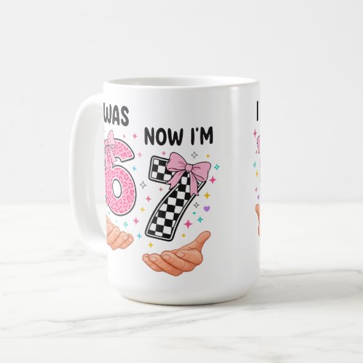 Mug J'avais 6 ans maintenant j'ai 7 ans jolis chiffres (Devant gauche)