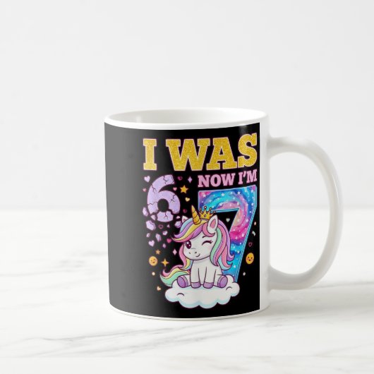 Mug J'avais 6 ans Maintenant j'ai 7 ans Licorne Fille (Droite)