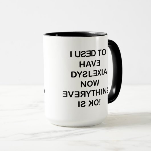 Mug J'Avais Un Café En Texte Noir Dyslexique (Devant droit)