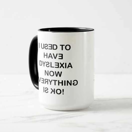 Mug J'Avais Un Café En Texte Noir Dyslexique (Devant gauche)