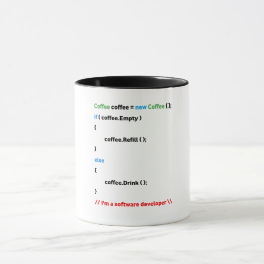 Mug Javascript Mug. Je suis un développeur de logiciel (Centre)