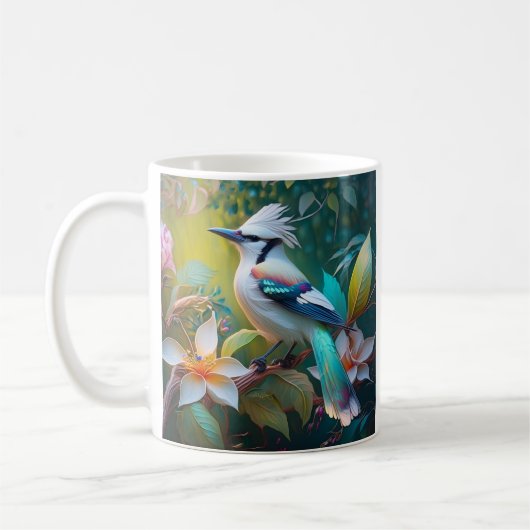 Mug Jay à ailes Turquoises en berceau (Gauche)