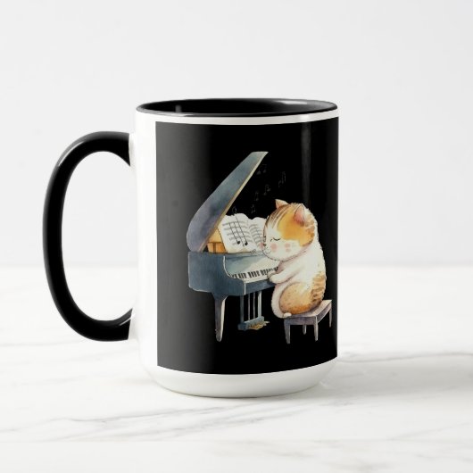 Mug Jazz classique Orange Chat Jazz Piano Lecteur Clav (Gauche)
