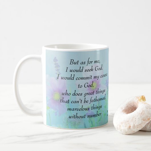 Mug Je chercherai le Seigneur, Job 5 (Avec donut)