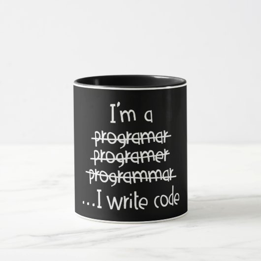 Mug Je Code Écrit Humour de Programmeur Typographie Gr (Centre)