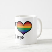 Mug Je Coeur Ma Femme Lesbienne Pride Typographie (Devant droit)
