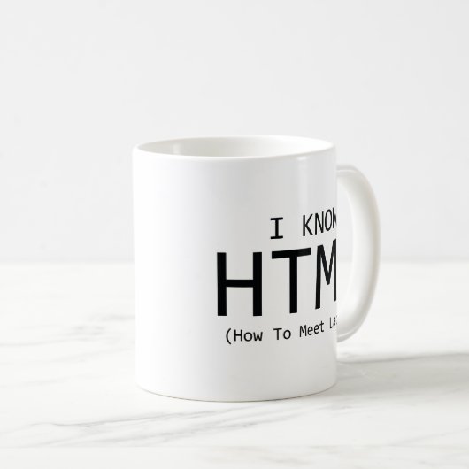 Mug Je Connais HTML (Comment Rencontrer Dames) Café Mu (Devant droit)