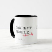 Mug Je Corrige Les Gens Prof De Anglais Drôle Noir  (Devant gauche)