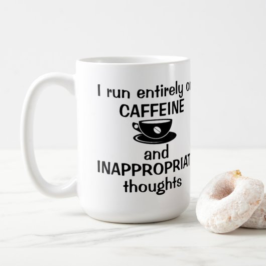 Mug Je cours entièrement sur la caféine (Avec donut)