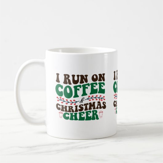 Mug Je cours sur café et Noël Cheer-Xmas (Gauche)