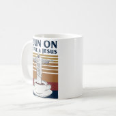 Mug Je cours sur le café et Jésus (Devant gauche)