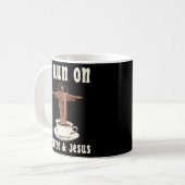 Mug Je cours sur le café et Jésus (Devant gauche)