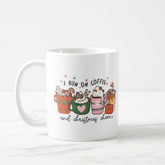 Mug Je Cours Sur Le Café Et La Soirée De Noël (Gauche)