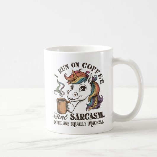 Mug Je cours sur le café et le sarcasme (Droite)