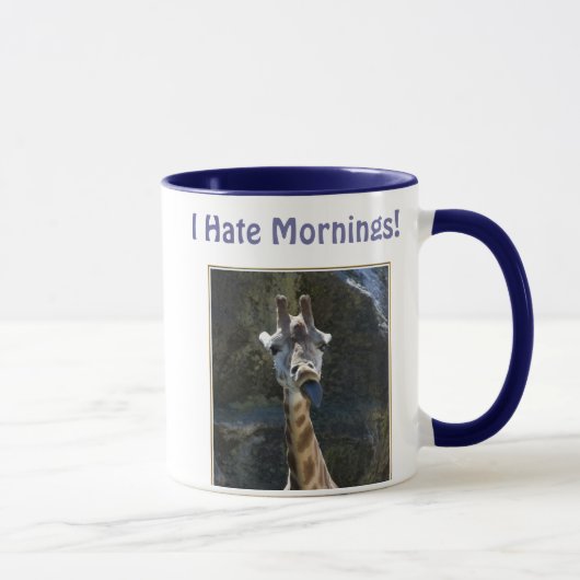 Mug Je déteste des matins, girafe collant la langue (Droite)