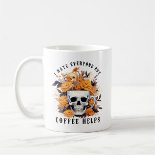 Mug Je Déteste Tout Le Monde Mais Le Café Aide Skeleto