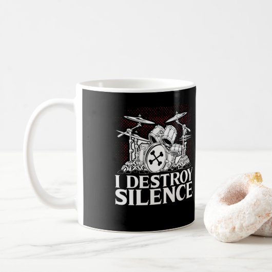 Mug Je détruit Silence Drummer Musician Drumsticks (Avec donut)