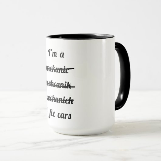 Mug Je fixe des voitures (Devant droit)
