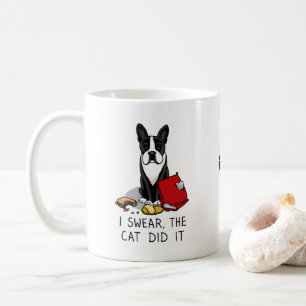 Mug Je jure, le chat l'a fait Boston Terrier (noir)