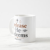 Mug Je libère Il rachète Écriture chrétienne inspirant (Devant gauche)