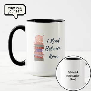 Mug Je lis entre les rangs Livre de tricot au crochet 