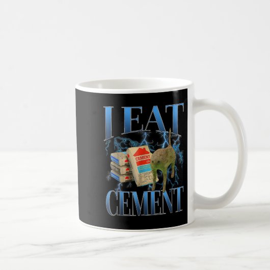 Mug Je Mange Du Ciment Maudit Chat Drôle Mème Curieuse (Droite)