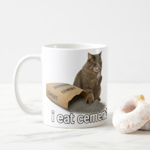 Mug Je mange un T-Shirt drôle de mème de chat de cimen