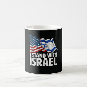 Mug Je me tiens avec Israël USA Drapeau Américain