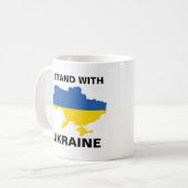 Mug Je me tiens avec l'Ukraine drapeau et carte ukrain (Devant gauche)