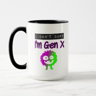 Mug Je m'en fiche, je suis Gen X Purple Green Monster 