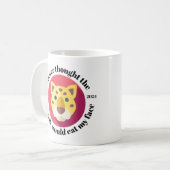 Mug Je n'ai jamais pensé que les léopards mangeraient  (Devant gauche)