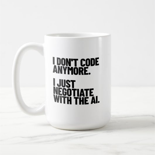 Mug Je ne code plus, je négocie avec l'IA (Gauche)