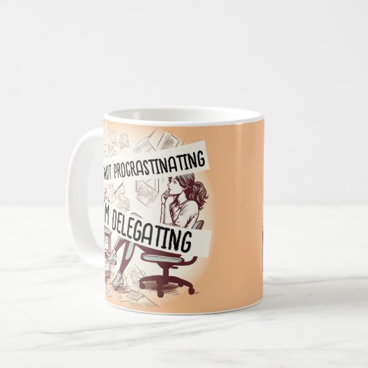 Mug Je ne fais pas de procrastination je déléguerai" M (Devant gauche)