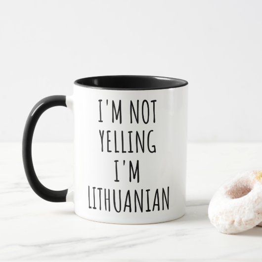 Mug Je ne hurle pas, je suis lituanien drôle (Avec donut)