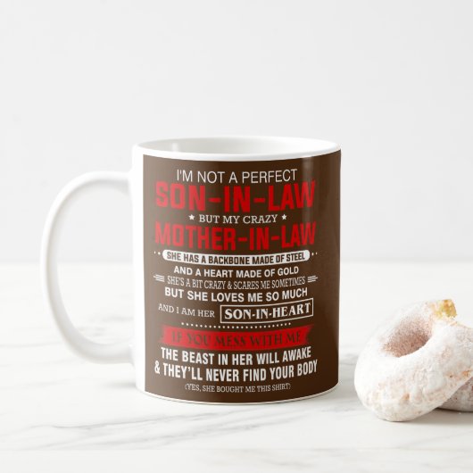 Mug Je ne suis pas un beau-fils mais ma folle mère (Avec donut)