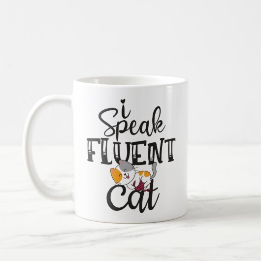 Mug Je parle couramment chat humoristique chaton adora (Gauche)