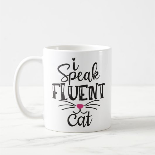 Mug Je parle couramment l'humour du chat (Gauche)
