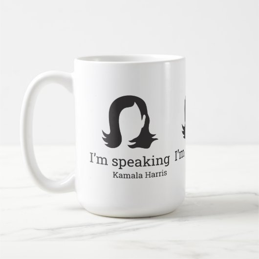 Mug Je parle Kamala Harris noir et blanc (Gauche)